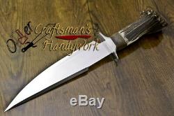 16 Unique Custom Made D2 Steel One Of Kind Bowie Knife, Stag Crown Handle- O-03
