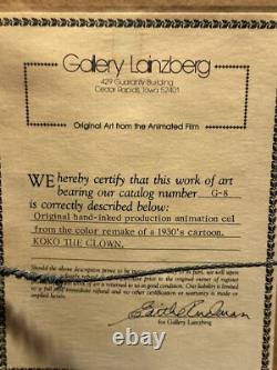 1930's KOKO Clown One Of A Kind Hand-Inked Production Animation Cel Koko withCOA 1930's KOKO Clown One Of A Kind Hand-Inked Production Animation Cel Koko withCOA