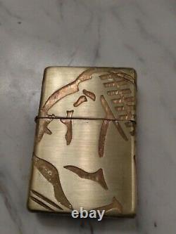 1937 INDIAN MOTORCYCLES Zippo Lighter SOLID BRASS DEEP ETCHED ONE OF A KIND