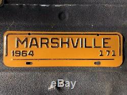 1964 Marshville North carolina City Tag License Plate Mint Rare One Of a Kind