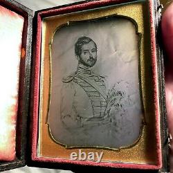 1/4 plate Daguerreotype of Drawing of Capt. Stevenson, friend of Beau Brummell