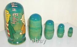 2003 One-of-a-kind Russian Hand Painted Ed Edd N Eddy Nesting Doll Set Kirishina