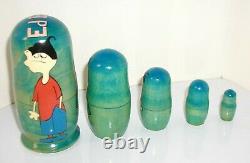 2003 One-of-a-kind Russian Hand Painted Ed Edd N Eddy Nesting Doll Set Kirishina