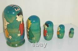 2003 One-of-a-kind Russian Hand Painted Ed Edd N Eddy Nesting Doll Set Kirishina