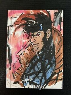 2020 marvel masterpieces Gambit sketch card By Cesar Flores One Of A Kind 1/1