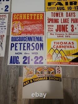 21 Rare Original Vintage Fair And Carnival Posters. A One Of A Kind Collection