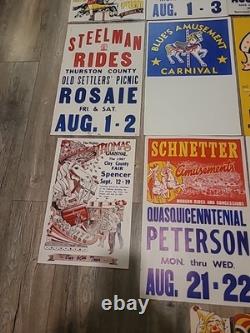 21 Rare Original Vintage Fair And Carnival Posters. A One Of A Kind Collection