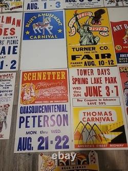 21 Rare Original Vintage Fair And Carnival Posters. A One Of A Kind Collection