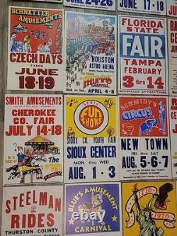 21 Rare Original Vintage Fair And Carnival Posters. A One Of A Kind Collection