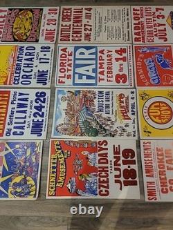 21 Rare Original Vintage Fair And Carnival Posters. A One Of A Kind Collection