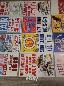 21 Rare Original Vintage Fair And Carnival Posters. A One Of A Kind Collection