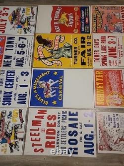 21 Rare Original Vintage Fair And Carnival Posters. A One Of A Kind Collection