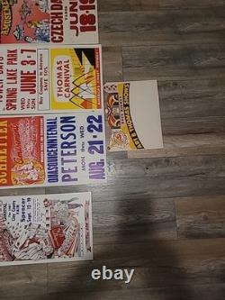 21 Rare Original Vintage Fair And Carnival Posters. A One Of A Kind Collection