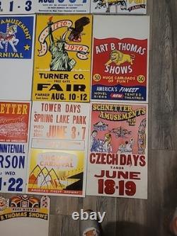21 Rare Original Vintage Fair And Carnival Posters. A One Of A Kind Collection