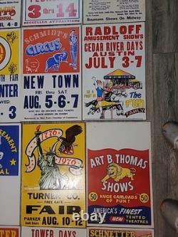 21 Rare Original Vintage Fair And Carnival Posters. A One Of A Kind Collection