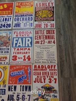 21 Rare Original Vintage Fair And Carnival Posters. A One Of A Kind Collection