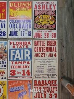 21 Rare Original Vintage Fair And Carnival Posters. A One Of A Kind Collection