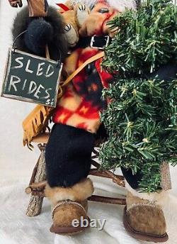24 ONE-OF-A-KIND COLLECTIBLE WOODSMAN SANTA with SEPARATE BENCH