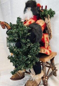 24 ONE-OF-A-KIND COLLECTIBLE WOODSMAN SANTA with SEPARATE BENCH