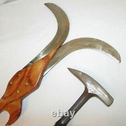 2 One-of-a-Kind Handmade Fantasy Medieval Weapons Double Axe Club Wood Handles