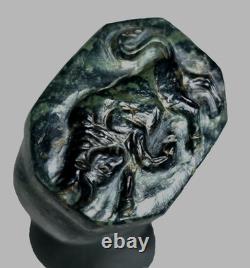 300 BC Authentic Ancient Roman hololith Ring Engraved Gemstone Bull MUSEUM GRADE