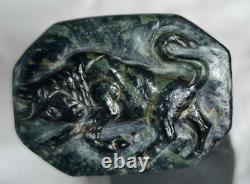 300 BC Authentic Ancient Roman hololith Ring Engraved Gemstone Bull MUSEUM GRADE