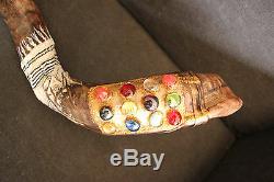 40-42 Kudu Horn Shofar. Hand painted. One of a kind. Tallit and 12 tribes stones