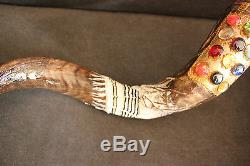 40-42 Kudu Horn Shofar. Hand painted. One of a kind. Tallit and 12 tribes stones