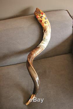 40-42 Kudu Horn Shofar. Hand painted. One of a kind. Tallit and 12 tribes stones