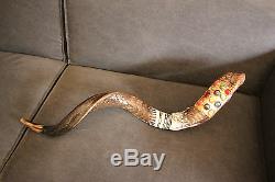 40-42 Kudu Horn Shofar. Hand painted. One of a kind. Tallit and 12 tribes stones