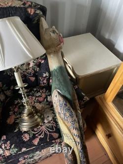 5ft Hand Carved Wooden Cat Excellent Condition One of a Kind