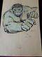 79' Original Art By Joe Kubert In Crayon One Of A Kind Hulk Signed
