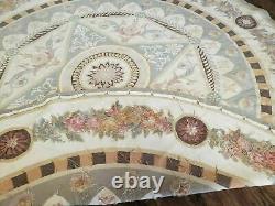 8' X 8' One Of A Kind Handmade French Aubusson Weave Savonnerie Wool Rug Round