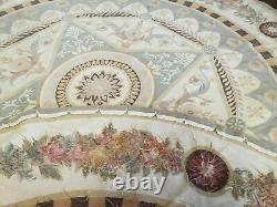 8' X 8' One Of A Kind Handmade French Aubusson Weave Savonnerie Wool Rug Round