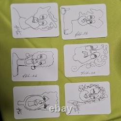 ACEO 6 one of a kind hand drawn continuous line psy portraits