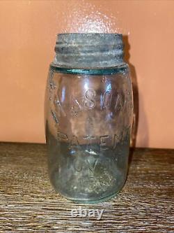 ANTIQUE ERROR MASONS PATENT DOUBLE PATENT PINT Jar RARE ONE OF A kIND