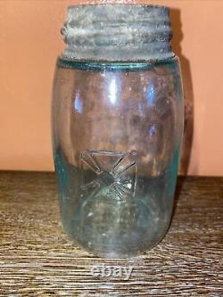 ANTIQUE ERROR MASONS PATENT DOUBLE PATENT PINT Jar RARE ONE OF A kIND