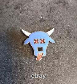 A Augis Lyon Lapel Pin Collector Blue Bull X Eyes! One Of A Kind