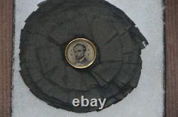 Abrham Lincoln 1864 Campaign Ferrotype On Mourning Rosette One Of A Kind