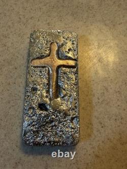 Aluminum Bullion With Embedded Copper Cross, Awesome One Of A Kind Piece