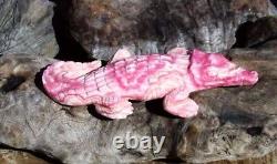 Amazing, Gem, Large Solid, Hand Carved RHODOCHROSITE CROCODILEOne Of A Kind