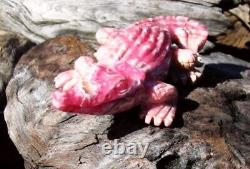 Amazing, Gem, Large Solid, Hand Carved RHODOCHROSITE CROCODILEOne Of A Kind