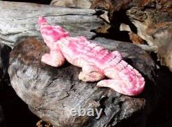 Amazing, Gem, Large Solid, Hand Carved RHODOCHROSITE CROCODILEOne Of A Kind