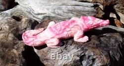 Amazing, Gem, Large Solid, Hand Carved RHODOCHROSITE CROCODILEOne Of A Kind