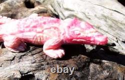 Amazing, Gem, Large Solid, Hand Carved RHODOCHROSITE CROCODILEOne Of A Kind