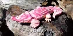 Amazing, Gem, Large Solid, Hand Carved RHODOCHROSITE CROCODILEOne Of A Kind