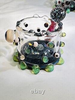 Amazing Hand blown Glass Galaxy Ashtray! One Of A Kind. Opals. By Ryan Messner