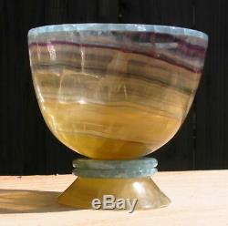 Amazing, One Of A Kind Rock Art, Large RAINBOW FLUORITE & BLUE ONYX BOWLLook