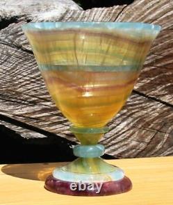 Amazing, One Of A Kind Rock Art, Large RAINBOW FLUORITE & BLUE ONYX GOBLET