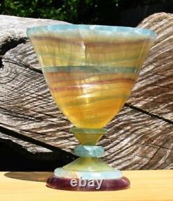 Amazing, One Of A Kind Rock Art, Large RAINBOW FLUORITE & BLUE ONYX GOBLET